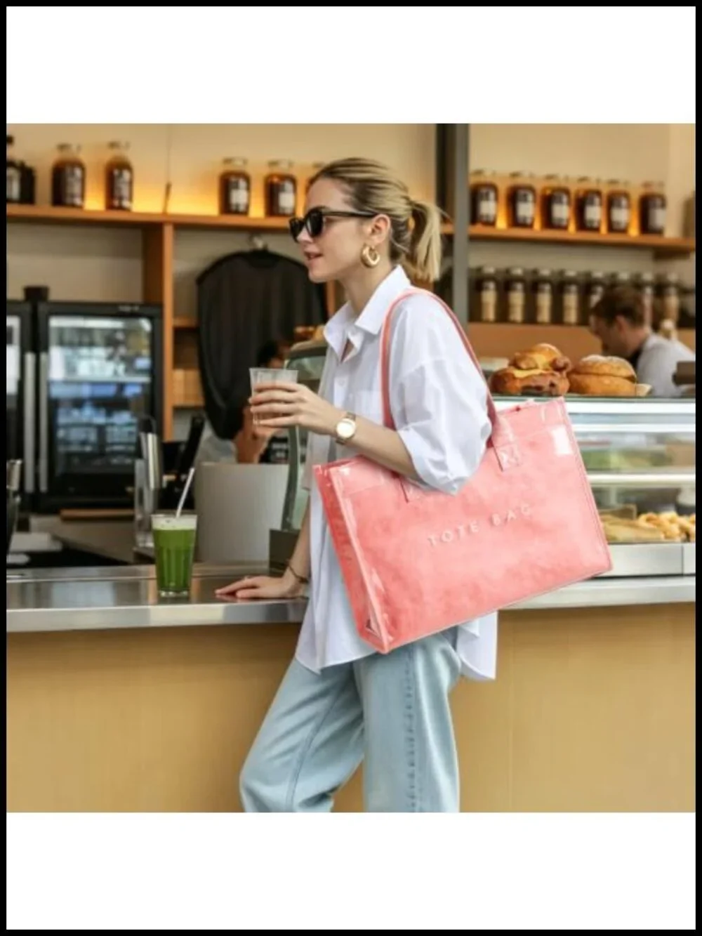 PVC Tote Bag Women's Kraft Paper Work Purses Large Capacity Laptop Shoulder